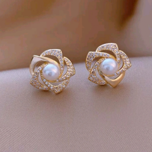 Faux Pearl Blossom & Rhinestone